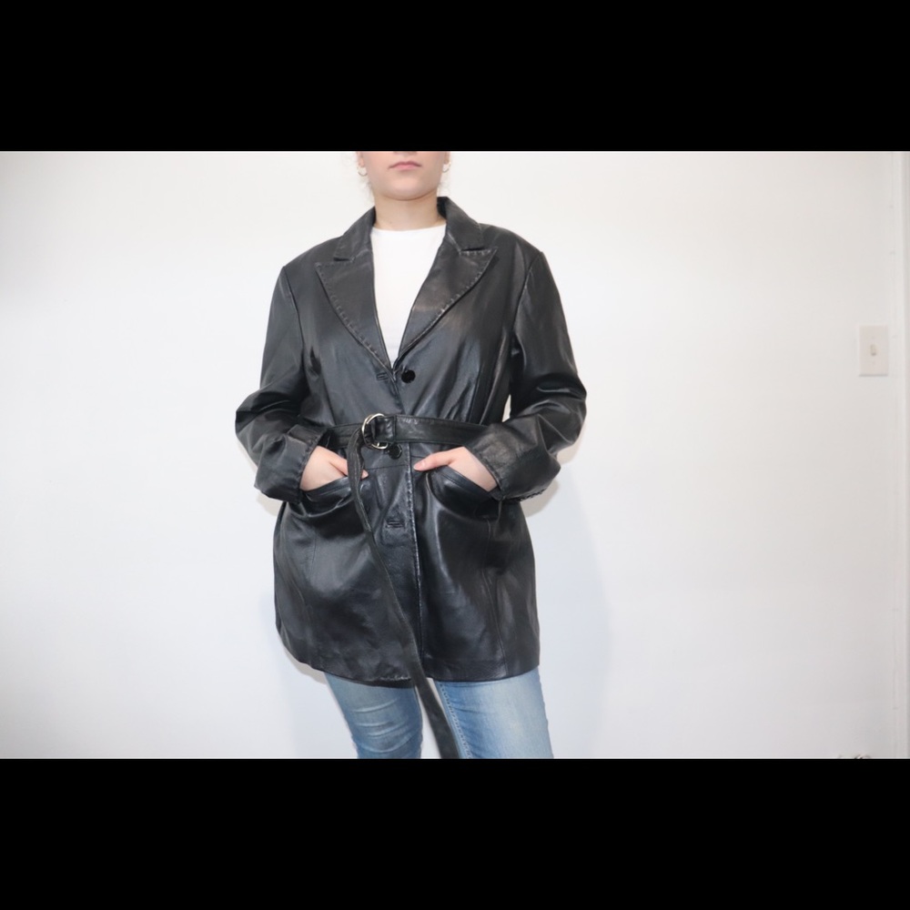Leather Jacket Midi Rice Length - Picture 4 of 6